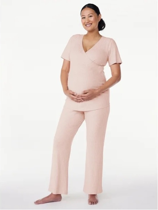 Joyspun Other - JOYSPUN Maternity Ribbed Two-Piece Set in Blush Pink L/XL